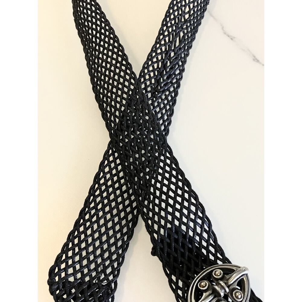 Vintage Modernist Artist Buckle Pewter, Brass Nouveau Statement Woven Mesh Belt - Picture 6 of 6